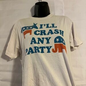 White Graphic Tee with Political Print